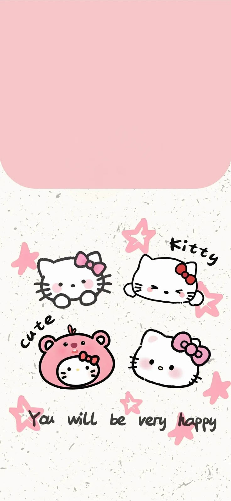 the hello kitty wallpaper is pink and white