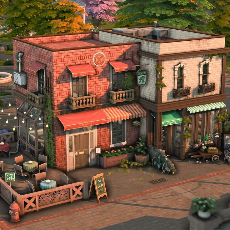 an animated image of a small town with lots of furniture