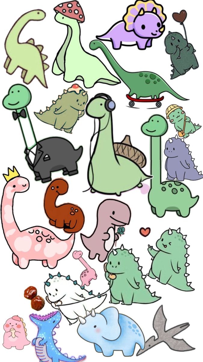 a bunch of different types of dinosaurs