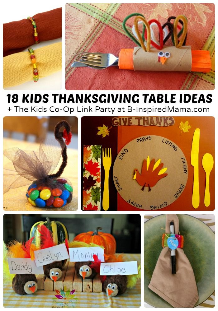 a collage of thanksgiving crafts and activities for kids to do with the table decorations