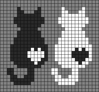 a cross - stitch pattern with a bear and a skull on the side, in black and white