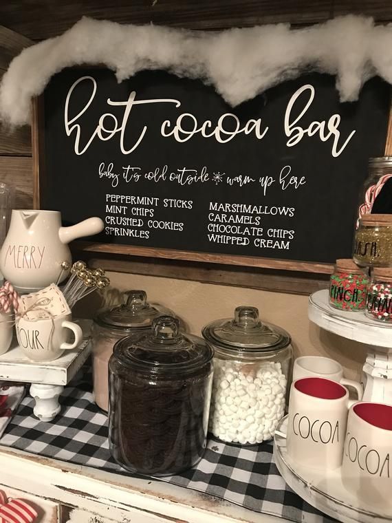 hot cocoa bar with coffee and marshmallows