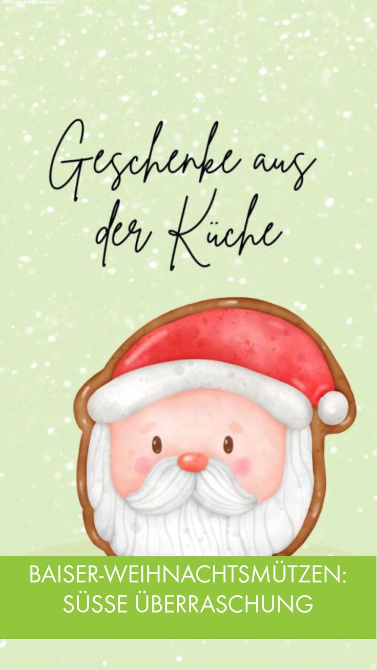 a christmas card with an image of santa claus on the front and bottom corner, in german