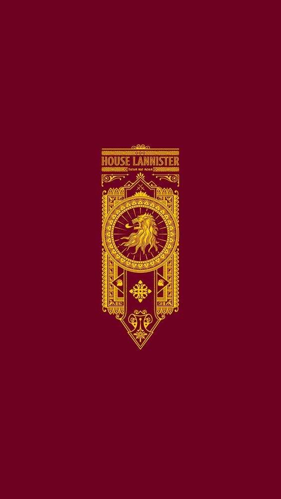 the house lannister logo on a red background