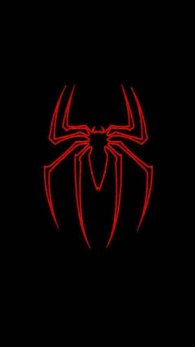 the spiderman logo in red on black wallpapers, iphone cases and other items