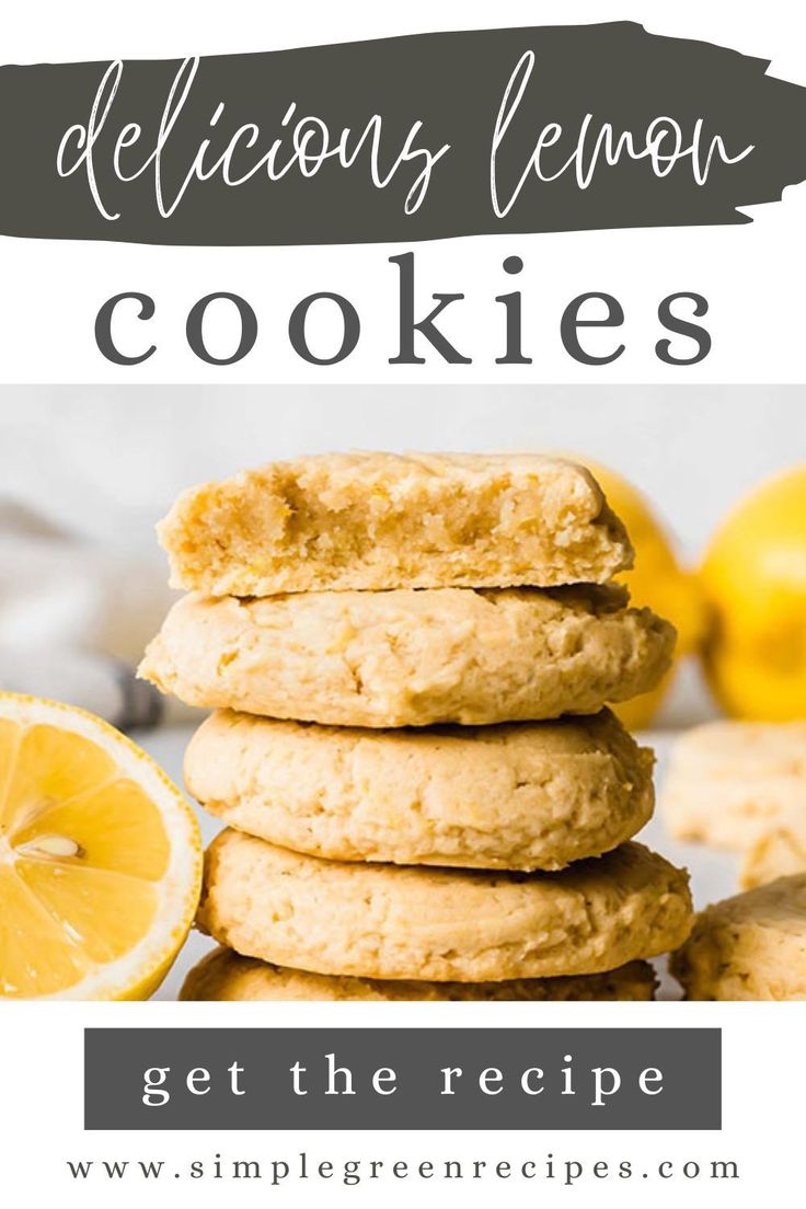 Stack of lemon cookies with a bitten cookie on top. Vegan Lemon Cookies, Super Cookies, Vegetarian Meals For Kids, Healthy Plant Based Recipes, Delicious Gluten Free Recipes, Delicious Cookie Recipes, Lemon Cookies, 100 Calories, Vegan Dessert Recipes