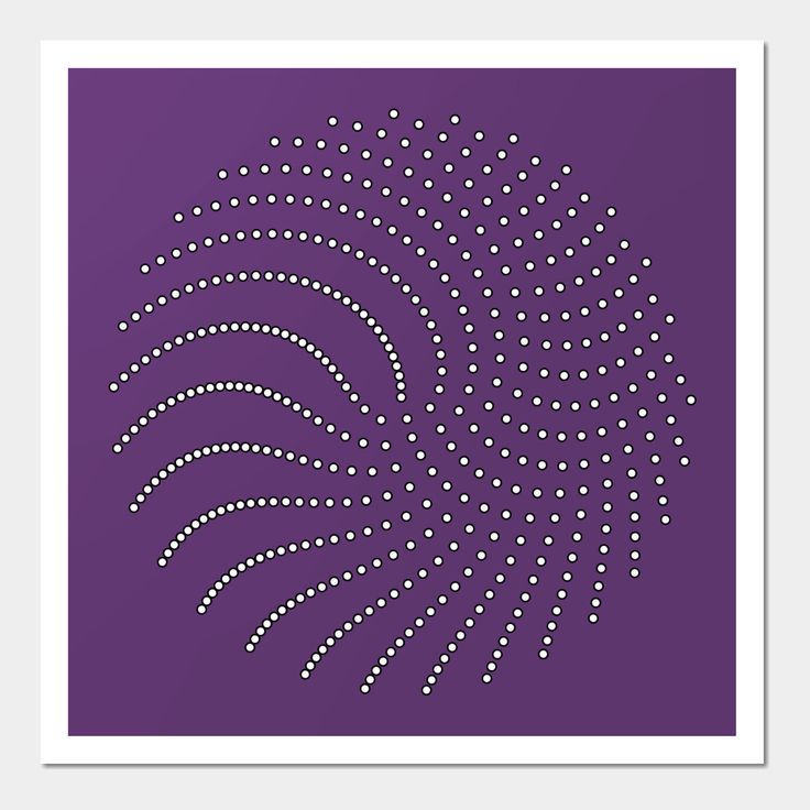 a purple poster with white dots in the shape of a spiral on top of it