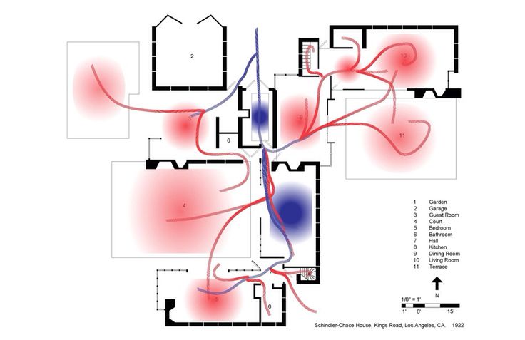 a diagram showing the flow of blood in an area with red and blue lines on it