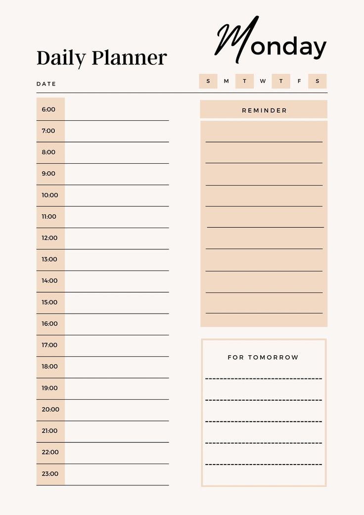 a daily planner is shown with the date and time for each month, including dates