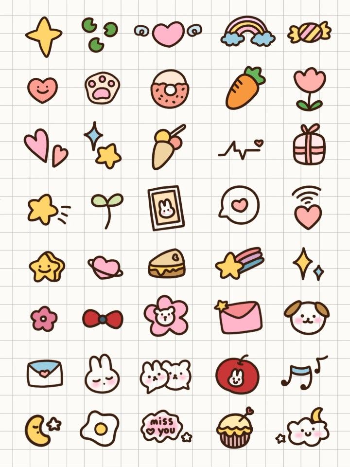 an image of some cute stickers on a piece of paper with lines in the background