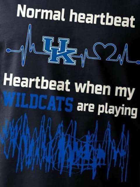 someone wearing a t - shirt that says normal heartbeat k2k2 heart beat when my wildcats are playing