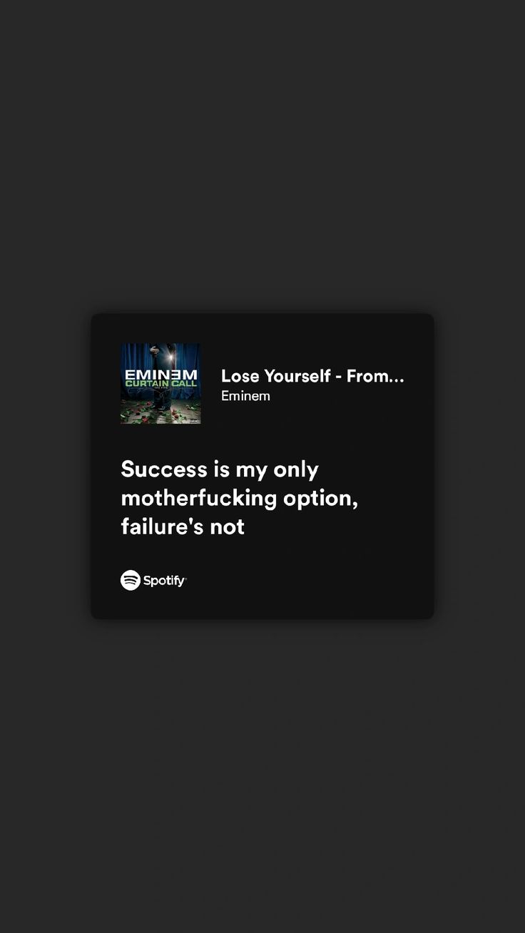 Loose Yourself Eminem, Lose Yourself Eminem Spotify, Positive Lyrics Songs, Lose Yourself Eminem Lyrics, Qoutes From Songs Lyrics, Eminem Lyrics Wallpaper, Lyrics Pfp, Eminem Wallpapers Lyrics, Eminem Wallpapers Aesthetic