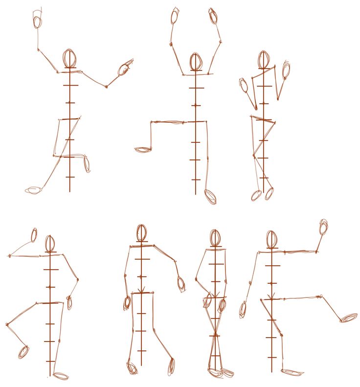 an image of a drawing of people doing different things on the same page as well as lines