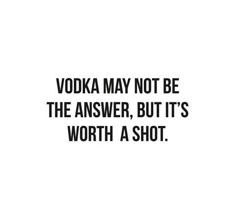 vodka may not be the answer, but it's worth a shot quote on white background