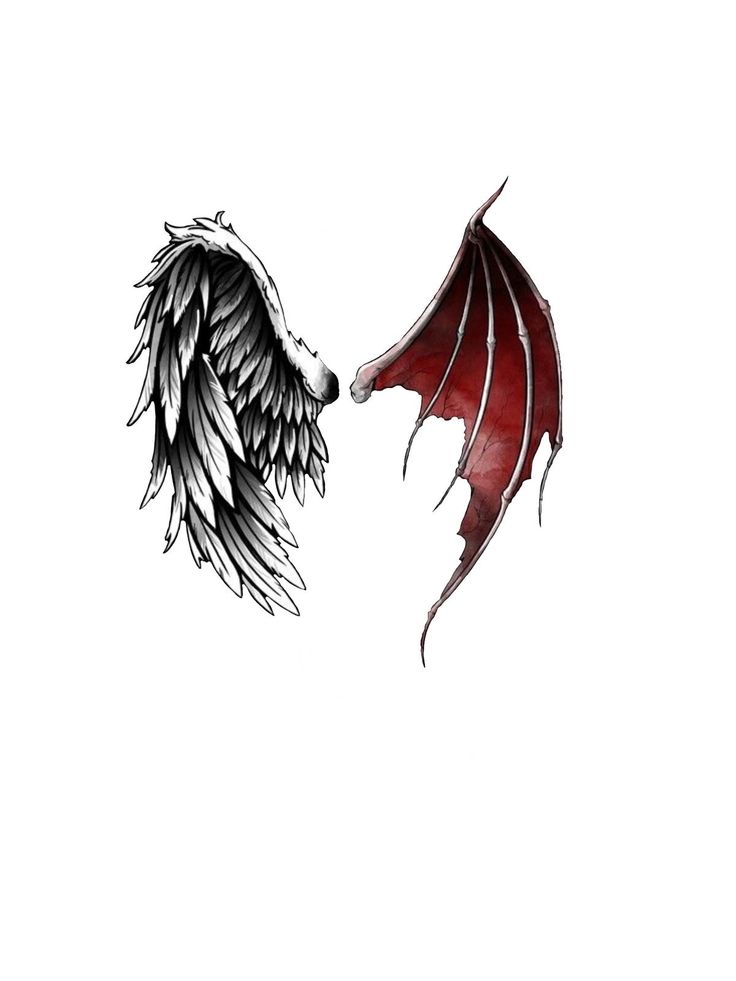 Angel And Devil Tattoo On Shoulder, Angel Demon Wings Tattoo, Lucifer Wings Tattoo, Wings Tattoo Wrist, Angel Devil Wings Tattoo, Angel And Devil Wings Tattoo, Angel And Demon Wings Tattoo, Angel And Devil Tattoo Design, Demon Wings Tattoo