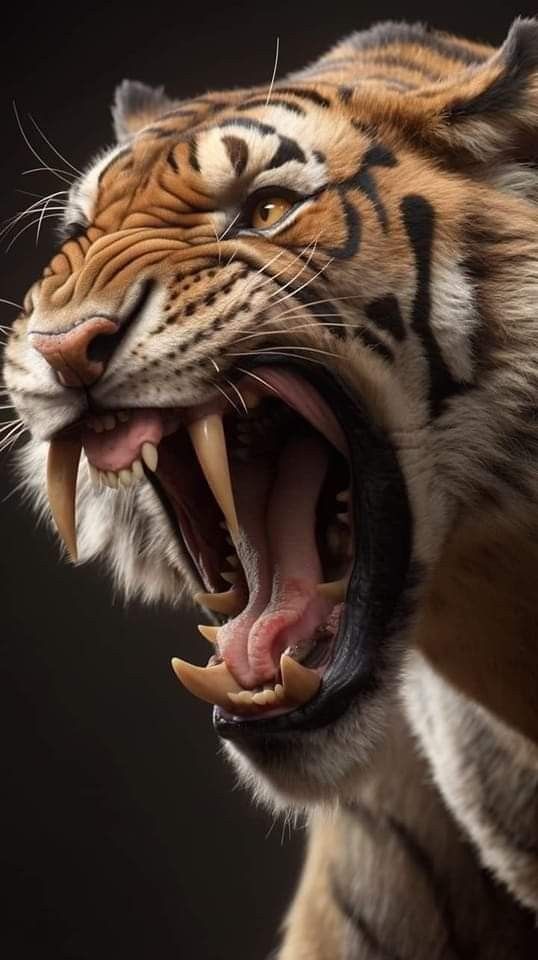 a tiger with its mouth open showing teeth