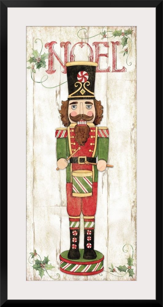 a painting of a nutcracker with the word noel on it's chest