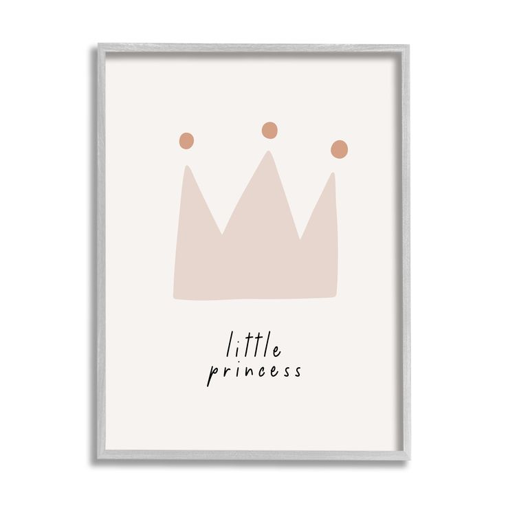 a white framed poster with the words little princess written in black on it and a pink crown