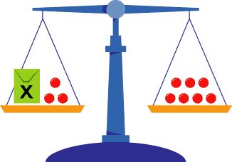 a balance scale with an x and y on it