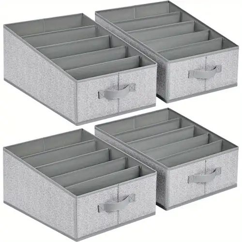 three grey storage boxes with handles and lids