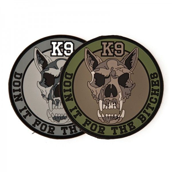 two round patches with the words k9 don't fit for the bikers on them