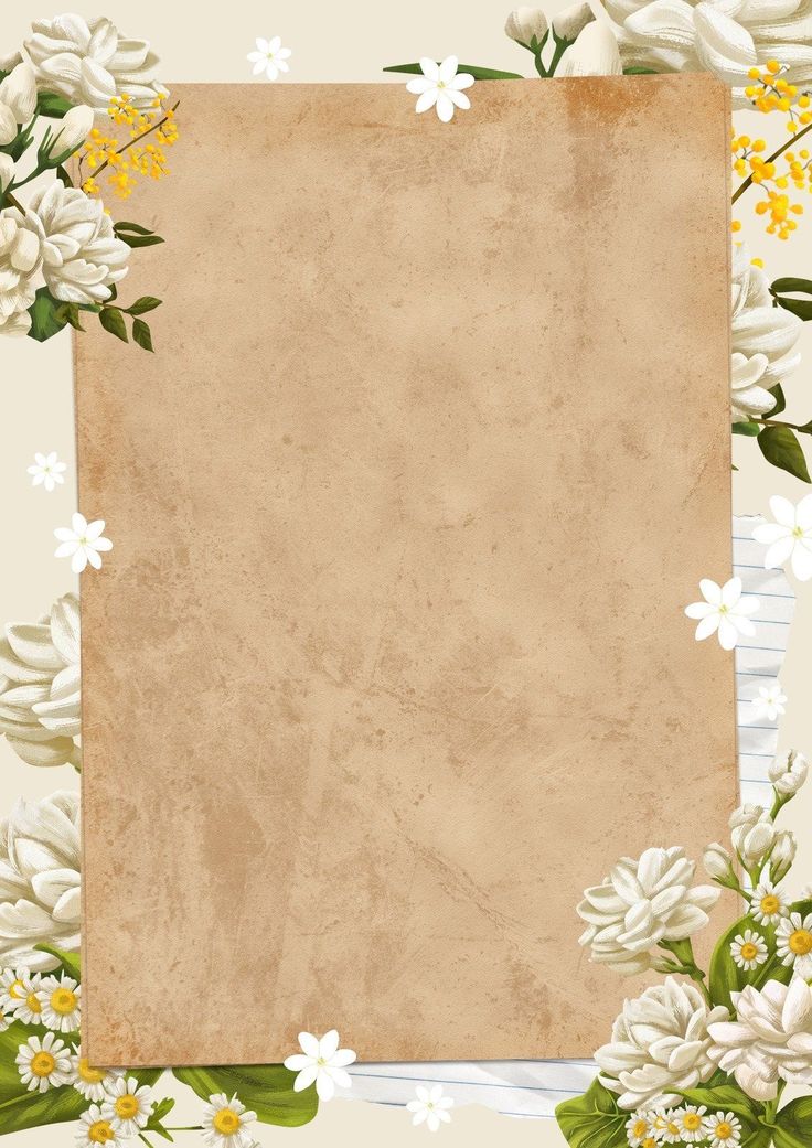 an old paper surrounded by flowers and leaves