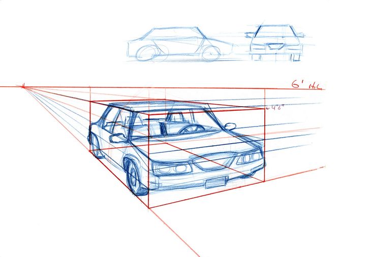 an image of a car being drawn in perspective