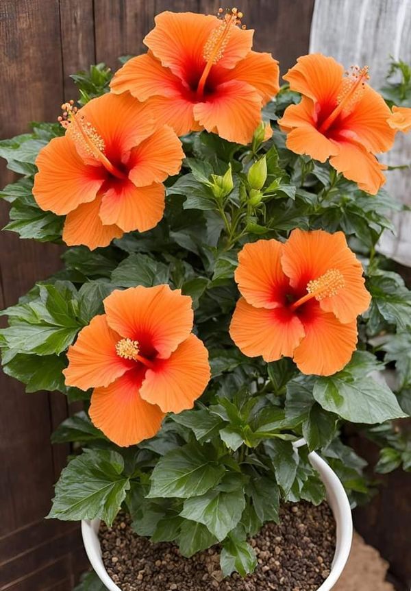 a potted plant with orange flowers in it