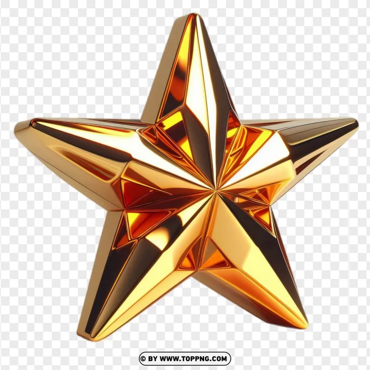 a golden star on a transparent background