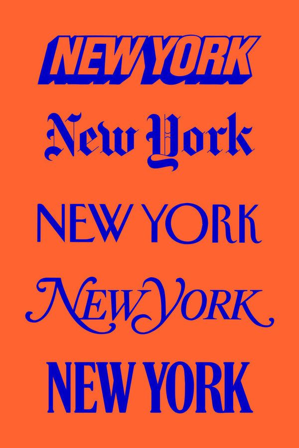 the new york and new york city typefaces in black on a gray background