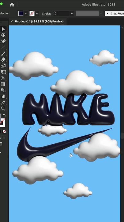 an image of the nike logo with clouds in the sky as well as some type of text