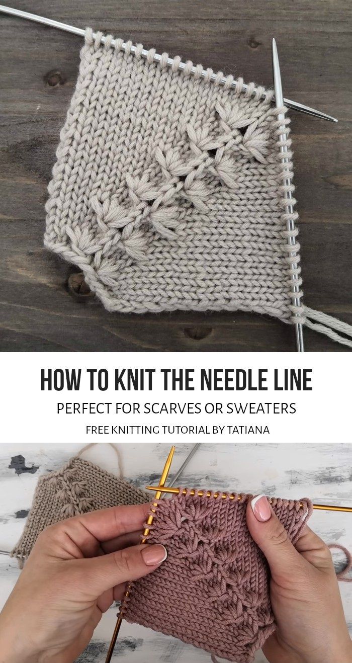 two pictures showing how to knit the needle line for scarves or sweaters with text that reads, how to knit the needle line perfect for scarves or sweaters