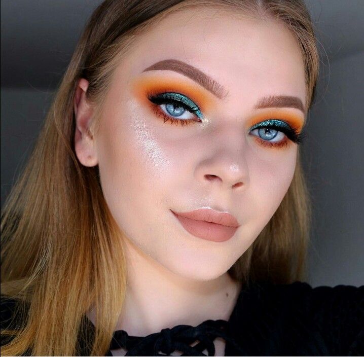 ☼ Pin: @SabrinaAshlyn14 ☼ Orange Makeup Ideas, Teal Makeup, Orange Eye Makeup, Festival Make Up, Orange Eyeshadow, Drag Make-up, Aesthetic Orange, Orange Makeup, Best Wedding Makeup