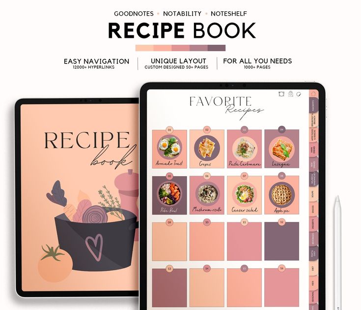 Recipe Book | Meal Planner | Recipe Journal | Recipe Templates Free, Meal Planner Journal, Digital Cookbook, Digital Recipe Book, Recipe Book Templates, Cookbook Template, Recipe Journal, Recipe Template, Planner Pdf