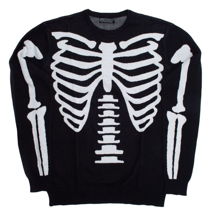 Become A Spooky Scary Skeleton In Our Ribcage Skeleton Bones Sweater Featuring A White Knit Rib Cage Design On The Front And Knit Bone Details Down The Sleeves Made Out Of 100% Cotton. Sizes Small, Medium, Large, Xl, Xxl And Xxl! These Are Super Cool For Any Goth, Punk, Or All Year Halloween Closet!! Great For Winter Cold Weather!! These Could Easily Be Unisex Sweaters. Mkwbbw 65 Black Cotton Halloween Sweater, Casual Knitted Halloween Sweater, Casual Knitted Sweater For Halloween, Casual Black Halloween Sweater, Casual Black Sweater For Halloween, Casual Halloween Knit Sweater, Trendy Black Halloween Sweater, Black Skull Print Top For Winter, Winter Black Tops With Skull Print