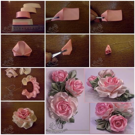 how to make paper flowers with ribbon and glue - step by step instructions on how to make them