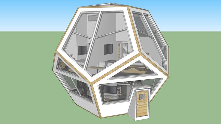 an architectural model of a house in the shape of a hexagonal structure with windows and doors