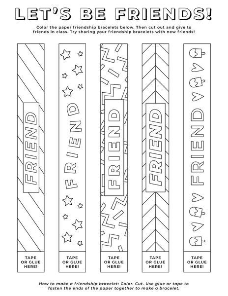 coloring pages for friends with the words, let's be friends and stars on them