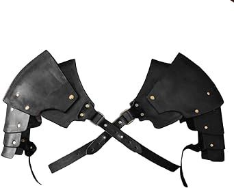 two black leather garbs attached to each other