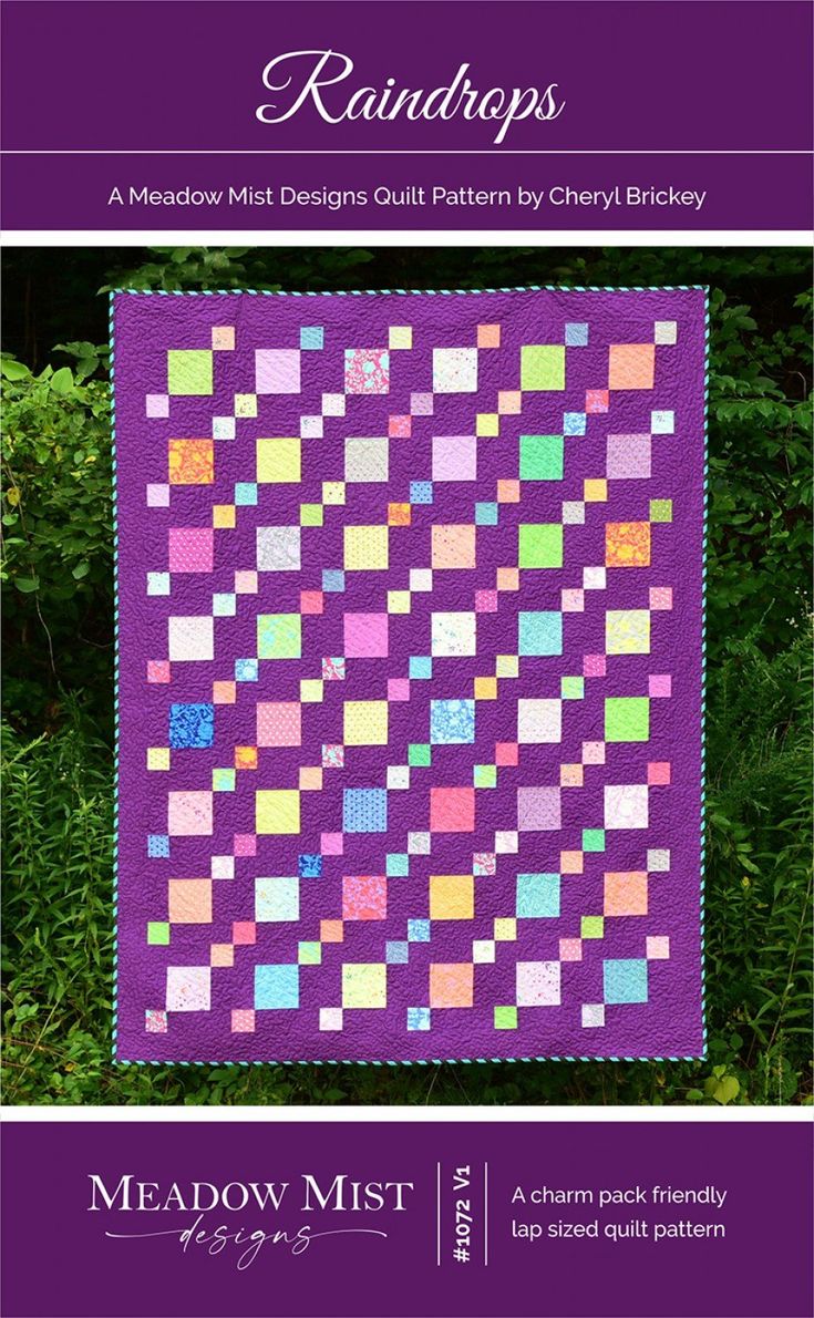 Raindrops Charm Pack Patterns, Charm Quilts, Fat Quarter Quilt Pattern, Charm Pack Quilt, Start Quilting, Fat Quarter Quilt, Purple Quilts, Quilt Projects, Pdf Quilt Pattern