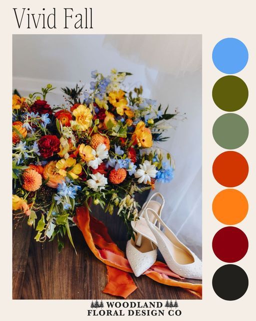 a bouquet of flowers sitting on top of a wooden table next to a pair of shoes