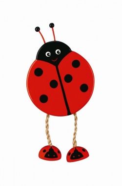 a red ladybug with black dots on it's legs and two feet