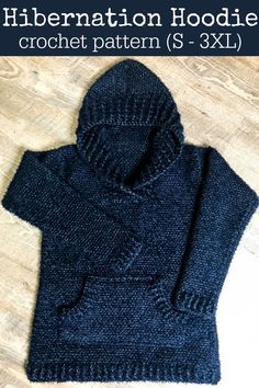 Hibernation Hoodie Crochet Pattern in Sizes S - 3XL