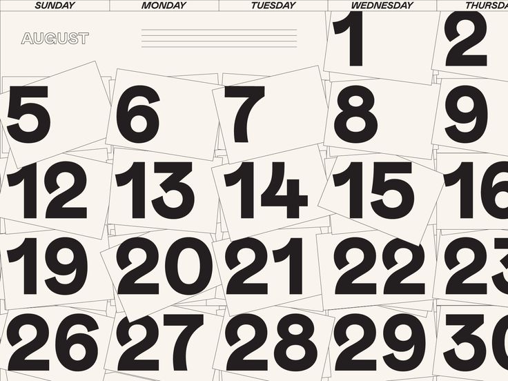 an image of a calendar with numbers and times in black on white paper, as well as the date for each month