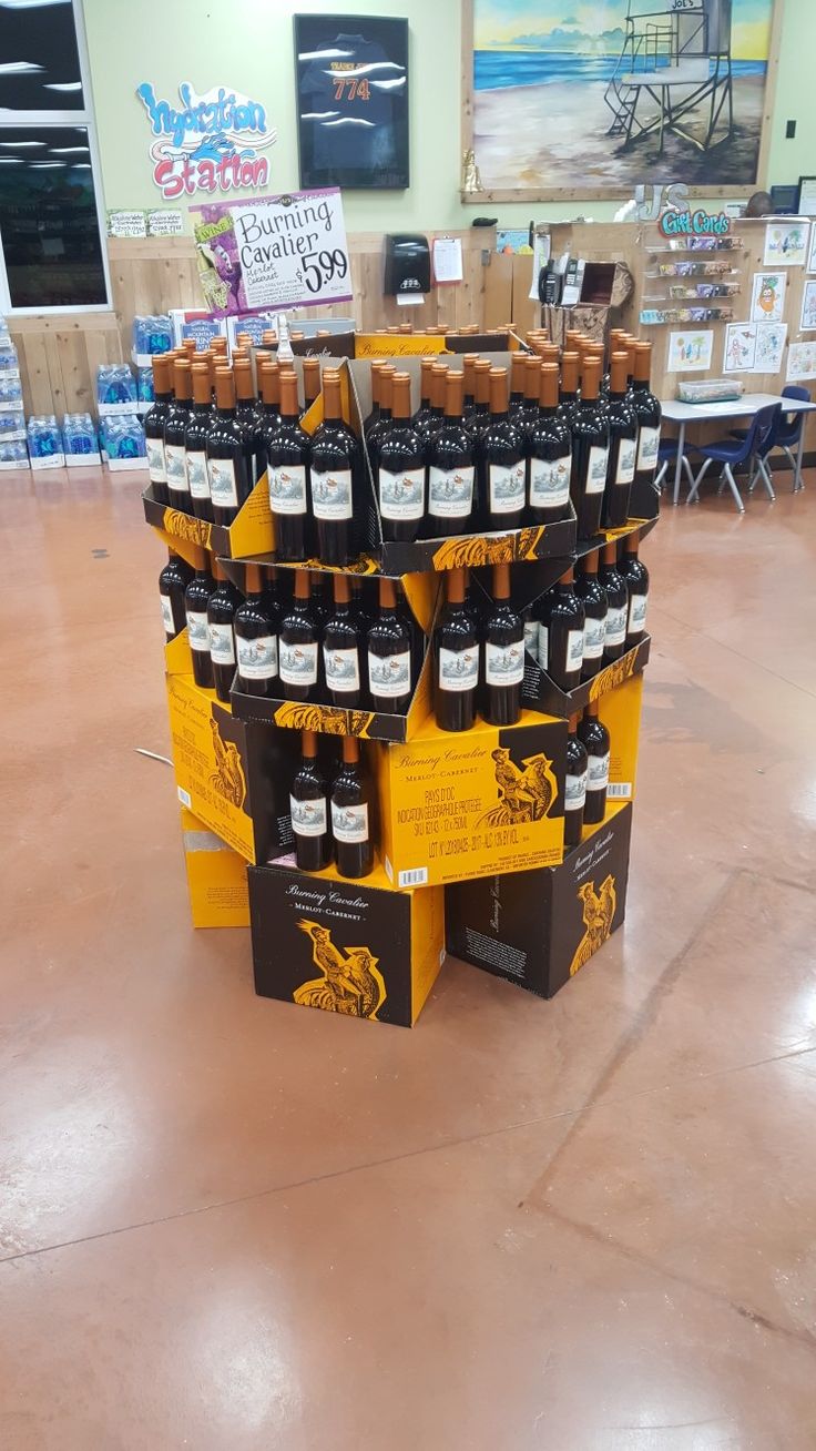 several bottles of beer are stacked on top of each other