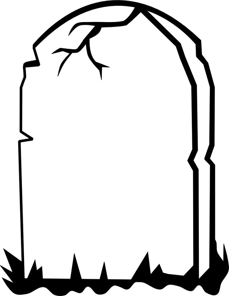 a black and white drawing of a tombstone with grass growing out of the ground on it