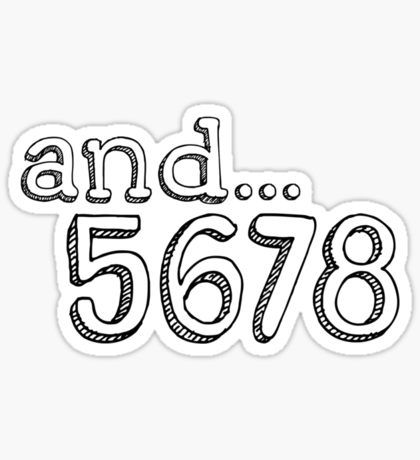 the word and number sticker is drawn in black ink on a white paper background