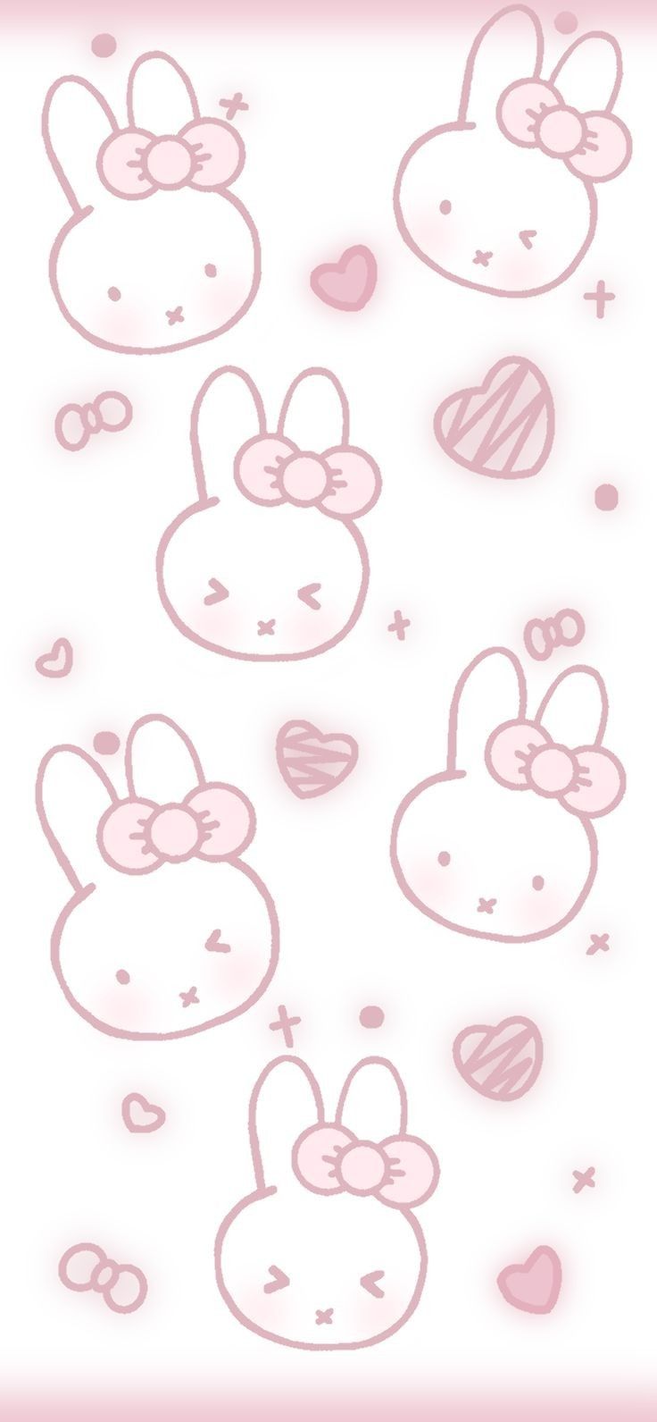 some cute little bunny stickers on a white background with pink and purple shapes in the middle