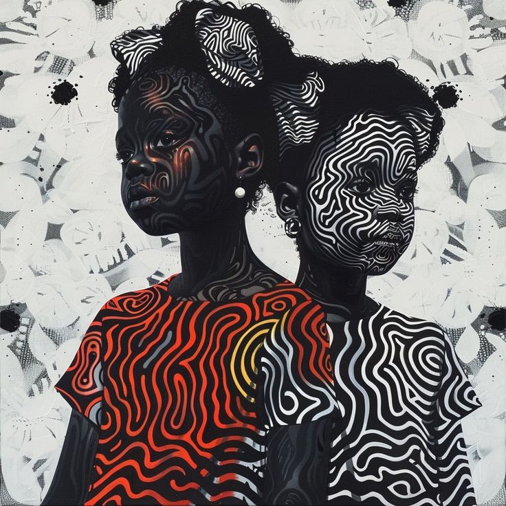 two black women with different patterns on their body