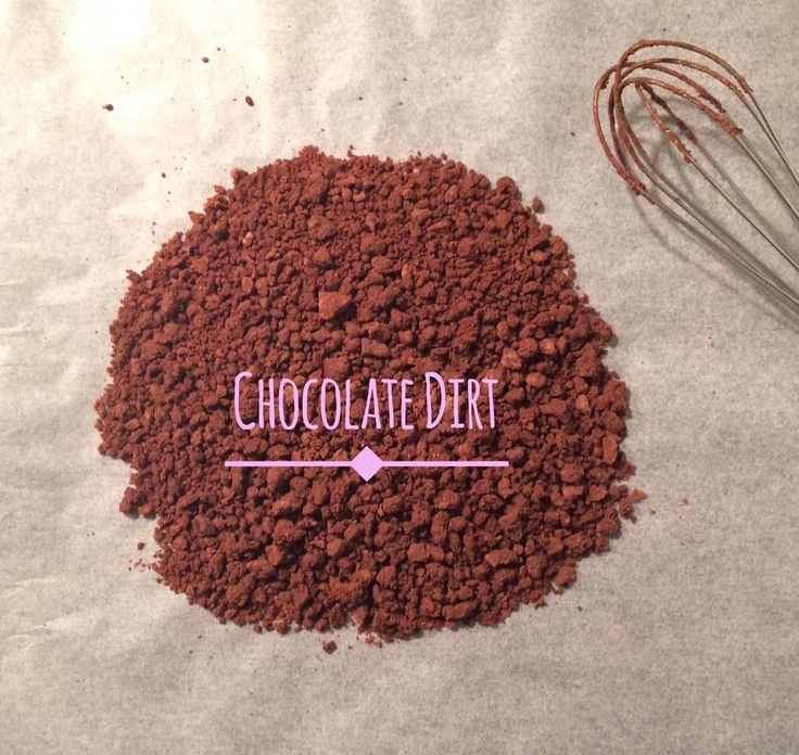 chocolate dirt and whisk on white paper with the words chocolate dirt written in pink